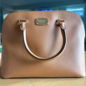 MICHAEL KORS CINDY DOME MEDIUM SATCHEL CROSSBODY Peanut/Tan/Gold